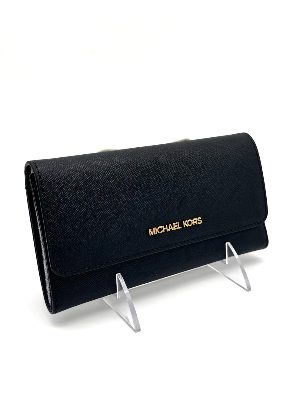 Michael Kors Large Jet Set Travel Trifold Wallet - Black/Gold